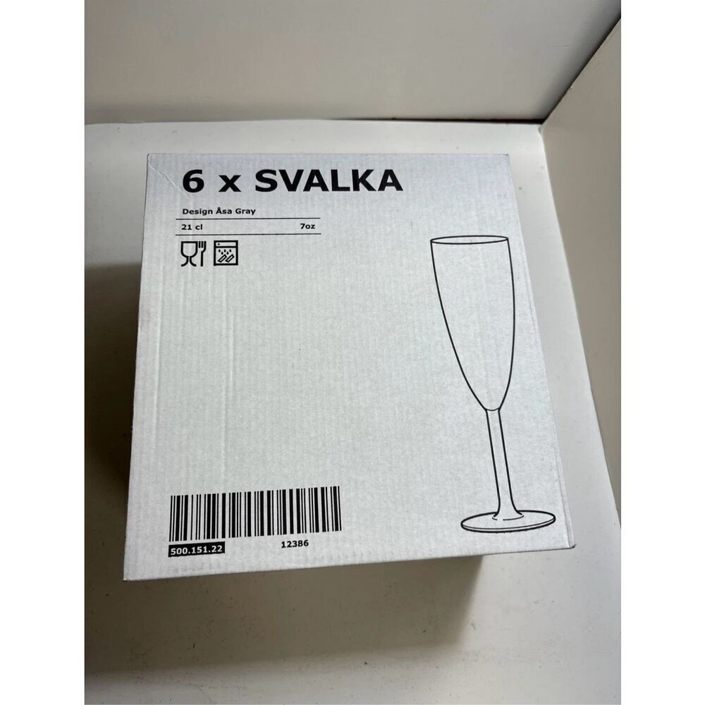 IKEA Set of 6 Svalka Champagne Flute Glasses by Asa Gray 7 oz. Wedding Christmas
